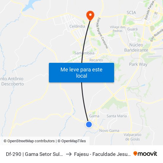 Df-290 | Gama Setor Sul, Cl 8 «Oposto» to Fajesu - Faculdade Jesus Maria E José map