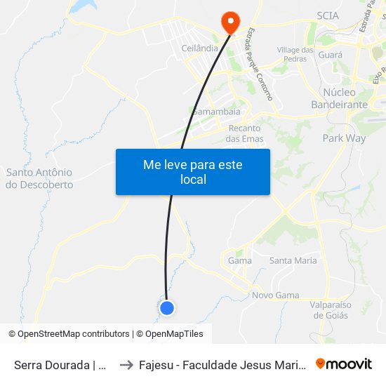 Serra Dourada | Qd. 20 to Fajesu - Faculdade Jesus Maria E José map