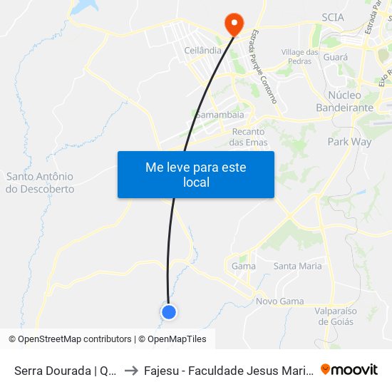 Serra Dourada | Qd. 23e to Fajesu - Faculdade Jesus Maria E José map