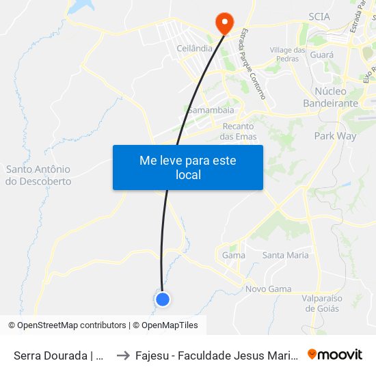 Serra Dourada | Qd. 22 to Fajesu - Faculdade Jesus Maria E José map