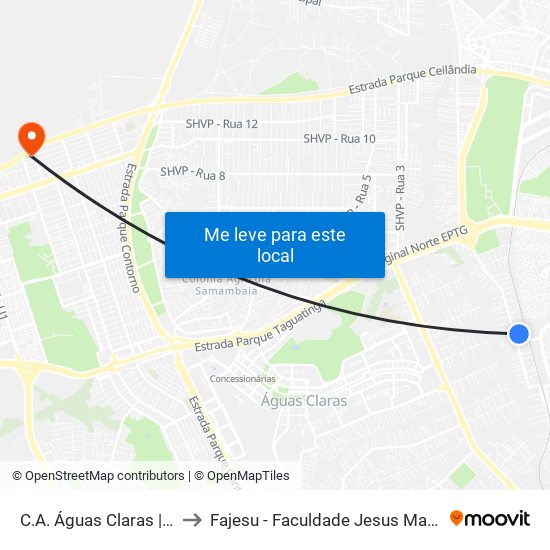 C.A. Águas Claras | Ch. 43 to Fajesu - Faculdade Jesus Maria E José map