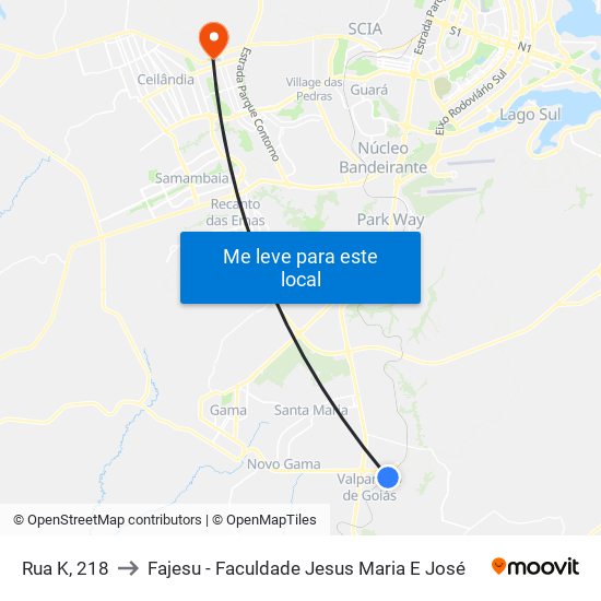 Rua K, 218 to Fajesu - Faculdade Jesus Maria E José map