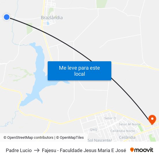 Padre Lucio to Fajesu - Faculdade Jesus Maria E José map