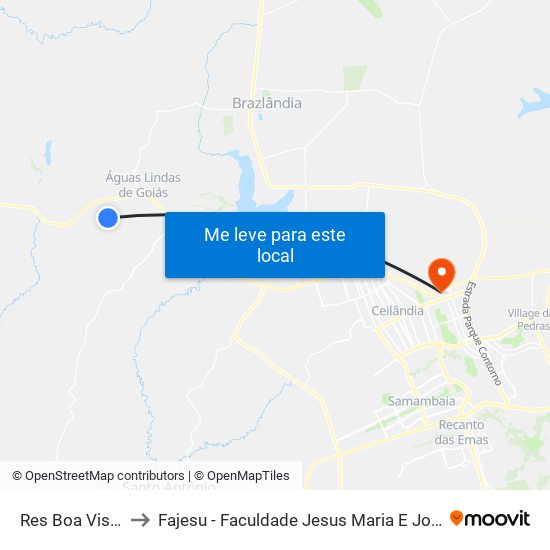Res Boa Vista to Fajesu - Faculdade Jesus Maria E José map