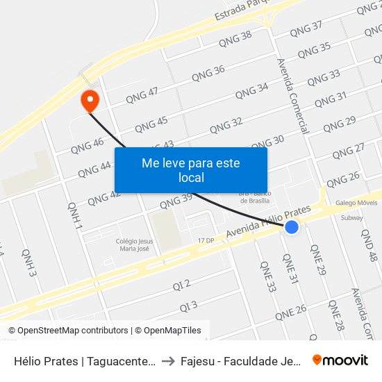 Hélio Prates | Taguacenter (Linhas R$: 2,70) to Fajesu - Faculdade Jesus Maria E José map