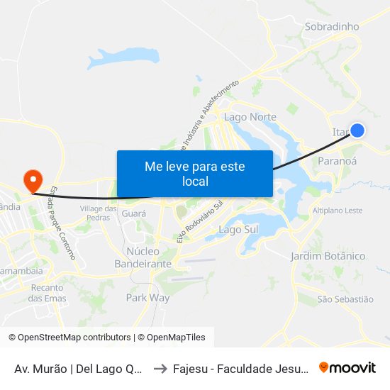 Av. Murão | Del Lago Qd. 378, Conj. K to Fajesu - Faculdade Jesus Maria E José map
