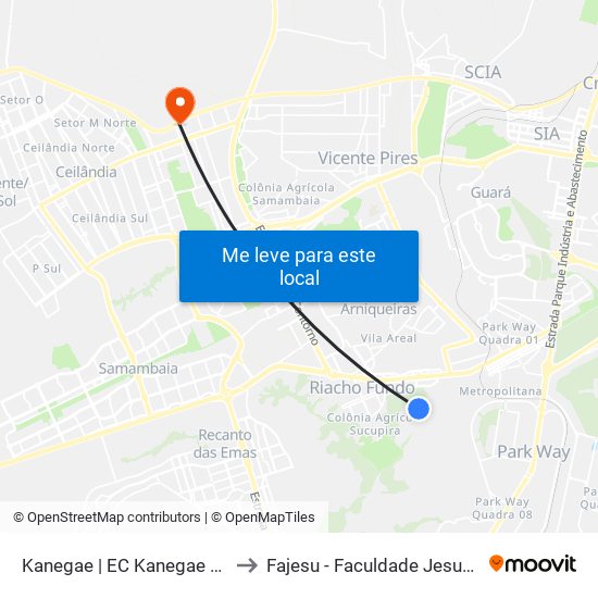 Kanegae | EC Kanegae »Bandeirante» to Fajesu - Faculdade Jesus Maria E José map