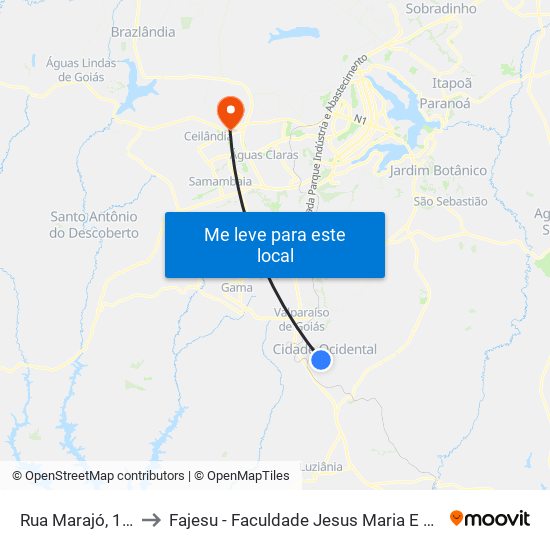 Rua Marajó, 103 to Fajesu - Faculdade Jesus Maria E José map