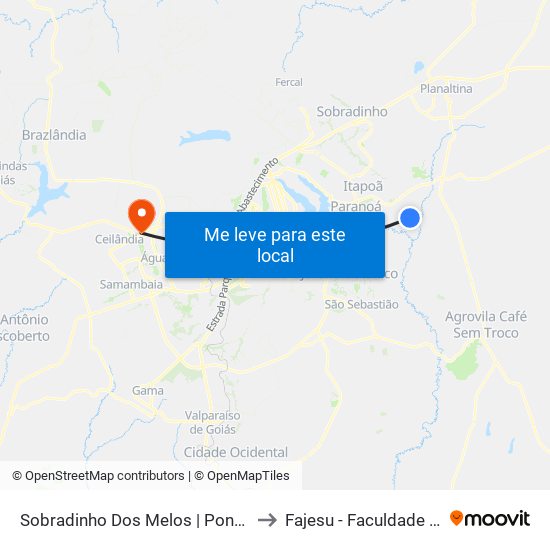 Sobradinho Dos Melos | Ponto 15 (Pizz. Fonte Do Sabor) to Fajesu - Faculdade Jesus Maria E José map