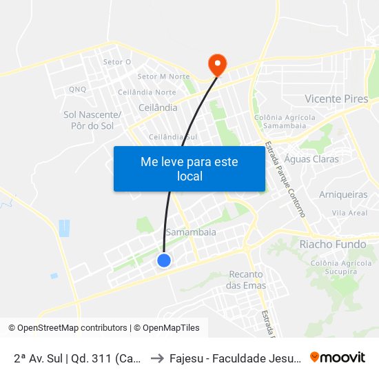 2ª Av. Sul | Qd. 311 (Campo Sintético) to Fajesu - Faculdade Jesus Maria E José map