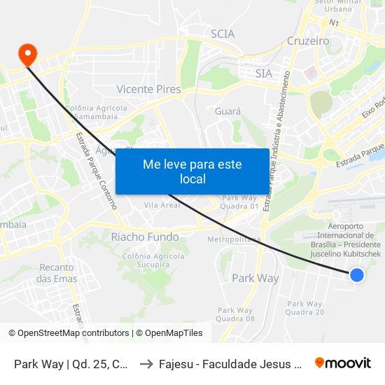 Park Way | Qd. 25, Conj. 2, Lt. 1 to Fajesu - Faculdade Jesus Maria E José map