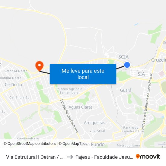 Via Estrutural | Detran / Cid. Automóvel to Fajesu - Faculdade Jesus Maria E José map