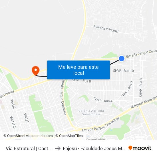 Via Estrutural | Castelo Forte to Fajesu - Faculdade Jesus Maria E José map