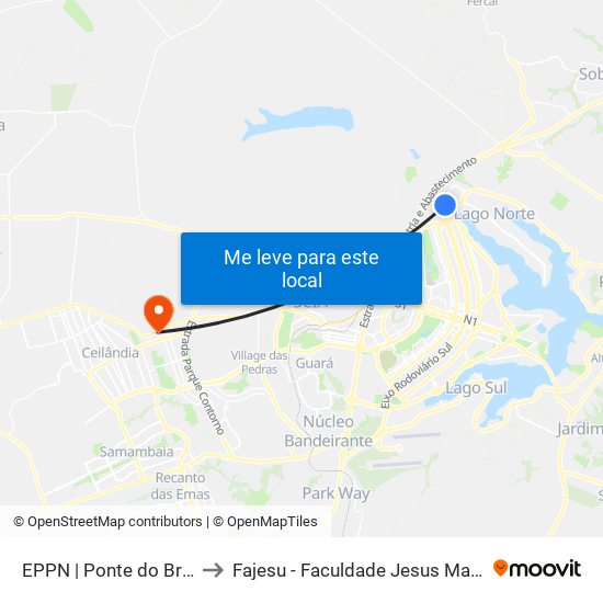 EPPN | Ponte do Bragueto to Fajesu - Faculdade Jesus Maria E José map