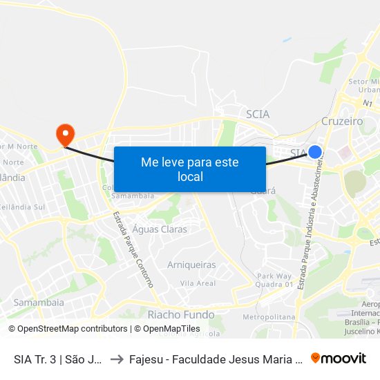 Sia Trecho 3 - São Jorge to Fajesu - Faculdade Jesus Maria E José map