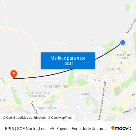 EPIA | SOF Norte (Leroy Merlin) to Fajesu - Faculdade Jesus Maria E José map