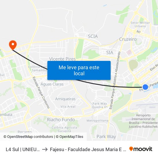 L4 Sul | UNIEURO to Fajesu - Faculdade Jesus Maria E José map