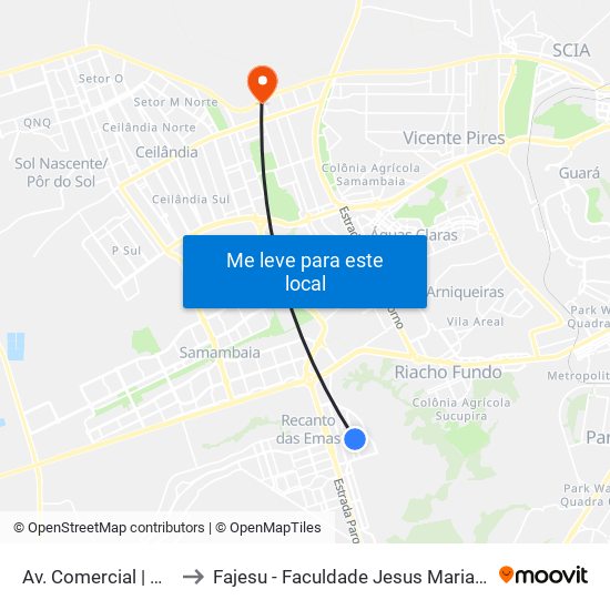 Av. Comercial | Qn 8e to Fajesu - Faculdade Jesus Maria E José map