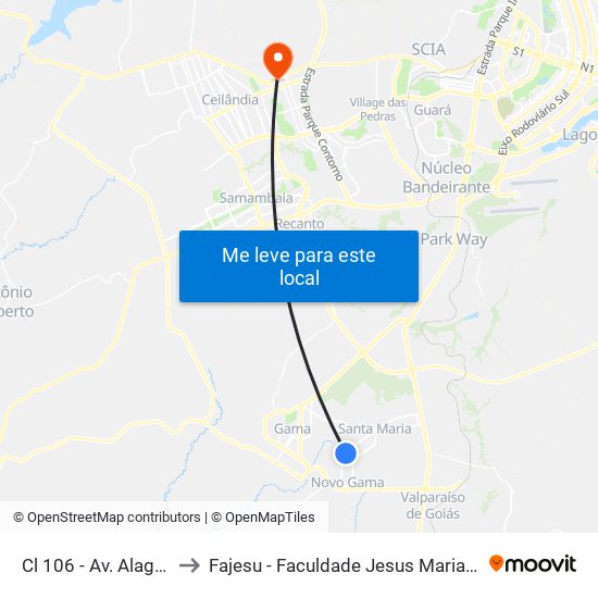 Cl 106 - Av. Alagados to Fajesu - Faculdade Jesus Maria E José map