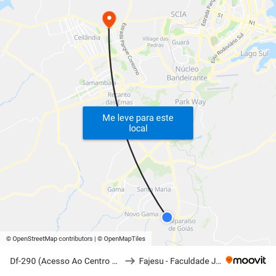 Df-290 (Acesso Ao Centro De Distribuição Amazon) to Fajesu - Faculdade Jesus Maria E José map