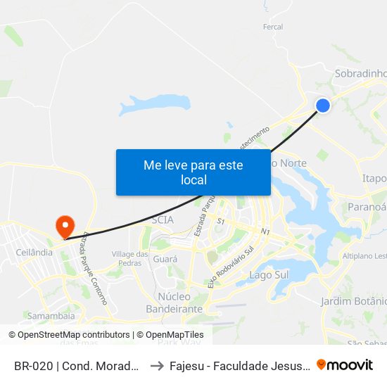 Br-020 | Cond. Morada Dos Nobres to Fajesu - Faculdade Jesus Maria E José map