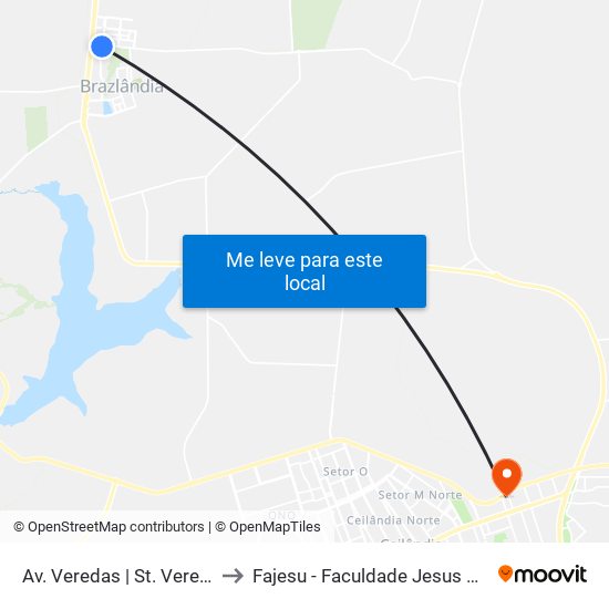 Av. Veredas | St. Veredas, Qd. 6 to Fajesu - Faculdade Jesus Maria E José map