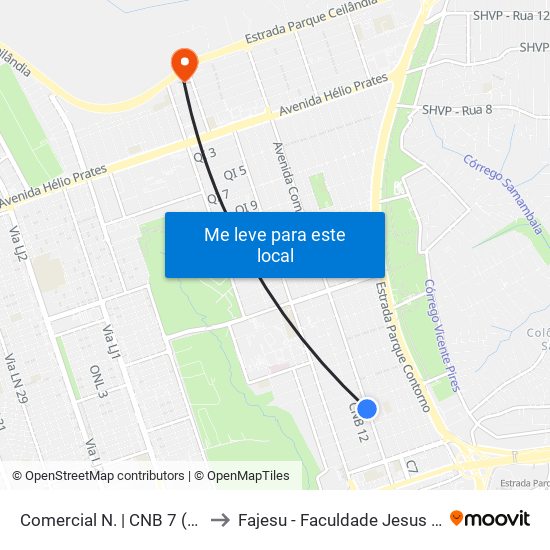 Comercial N. | CNB 7 (Praça do DI) to Fajesu - Faculdade Jesus Maria E José map