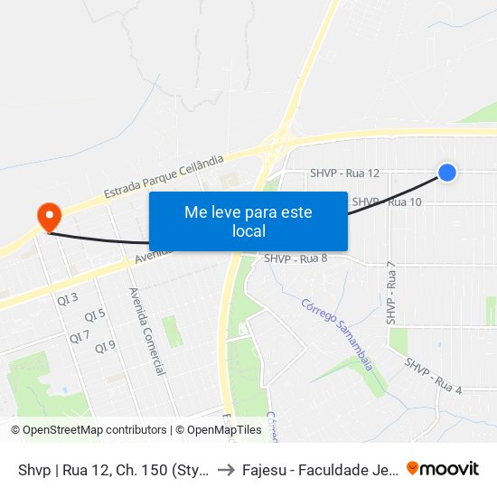 Shvp | Rua 12, Ch. 150 (Stylo / Edinho Bombas) to Fajesu - Faculdade Jesus Maria E José map