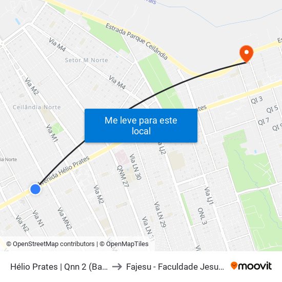 Hélio Prates | Qnn 2 (Banco Do Brasil) to Fajesu - Faculdade Jesus Maria E José map