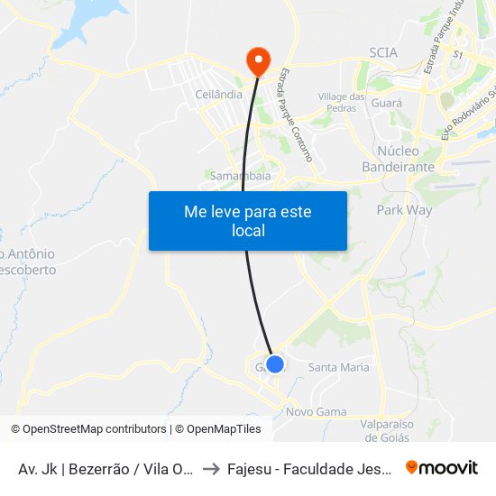 Av. Jk | Bezerrão / Vila Olímpica / Fórum to Fajesu - Faculdade Jesus Maria E José map