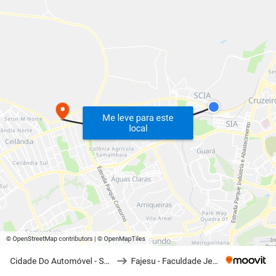 Cidade Do Automóvel - Salão Do Automóvel to Fajesu - Faculdade Jesus Maria E José map