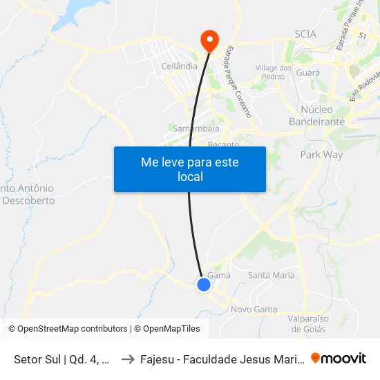 Setor Sul | Qd. 4, Conj. H to Fajesu - Faculdade Jesus Maria E José map