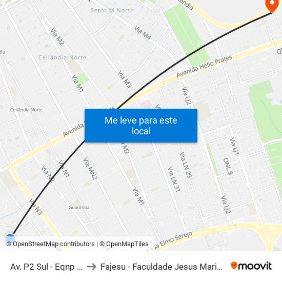Av. P2 Sul - Eqnp 8/12 to Fajesu - Faculdade Jesus Maria E José map