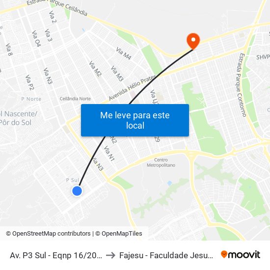 Av. P3 Sul - Eqnp 16/20 (Serve Mais) to Fajesu - Faculdade Jesus Maria E José map