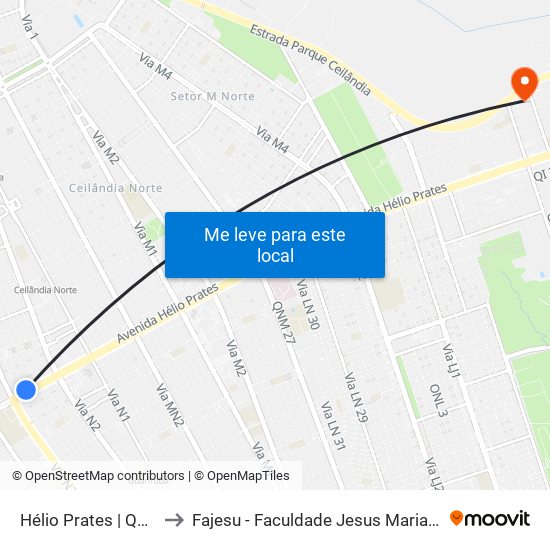 Hélio Prates | Qnn 17 to Fajesu - Faculdade Jesus Maria E José map