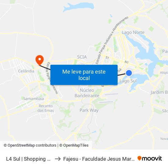 L4 Sul | Shopping Pier 21 to Fajesu - Faculdade Jesus Maria E José map