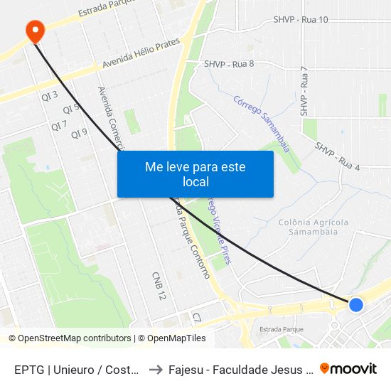 EPTG | Unieuro / Costa Atacadista to Fajesu - Faculdade Jesus Maria E José map