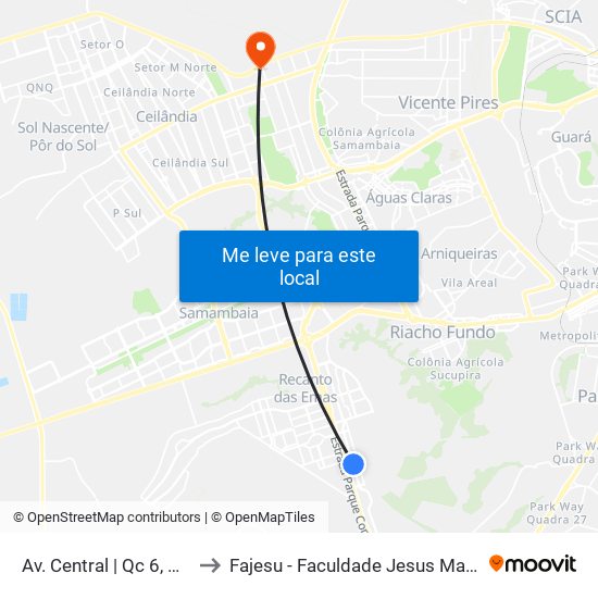 Av. Central | Qc 6, Conj. 11 to Fajesu - Faculdade Jesus Maria E José map