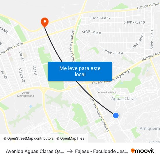 Avenida Águas Claras Qs 5 Rua 400, 2-286 to Fajesu - Faculdade Jesus Maria E José map