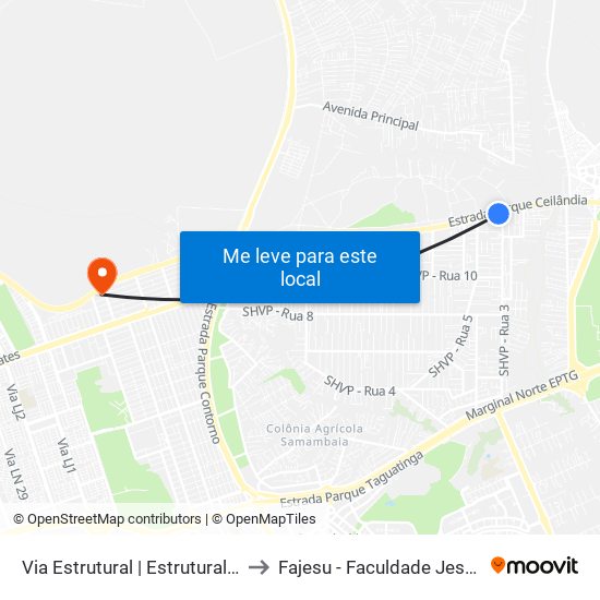 Via Estrutural | Estrutural Vidros (Rua 03) to Fajesu - Faculdade Jesus Maria E José map