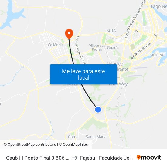 Caub I | Ponto Final 0.806 (Estação Brt Caub) to Fajesu - Faculdade Jesus Maria E José map