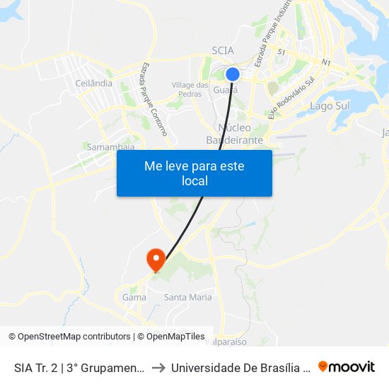 Sia Trecho 2 | 3° Grupamento Dos Bombeiros to Universidade De Brasília - Campus Do Gama map