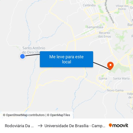 Rodoviária Da Queiroz to Universidade De Brasília - Campus Do Gama map