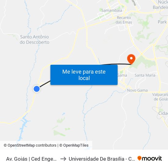 Av. Goiás | Ced Engenho Das Lajes to Universidade De Brasília - Campus Do Gama map