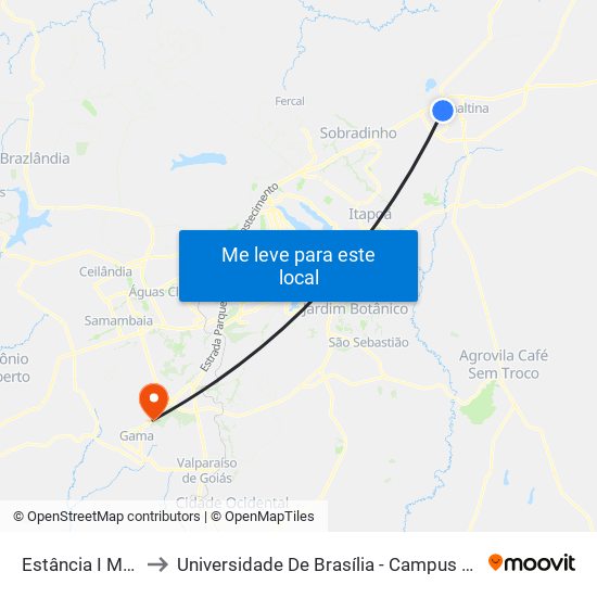 Estância I Mod V to Universidade De Brasília - Campus Do Gama map