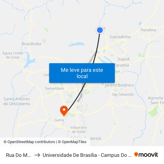 Rua Do Mato to Universidade De Brasília - Campus Do Gama map