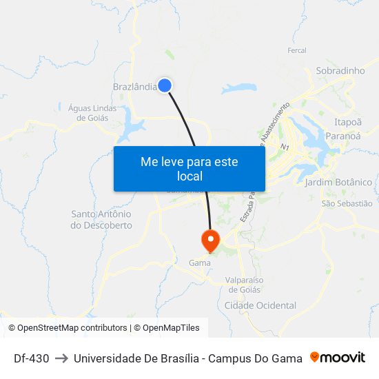 Df-430 to Universidade De Brasília - Campus Do Gama map
