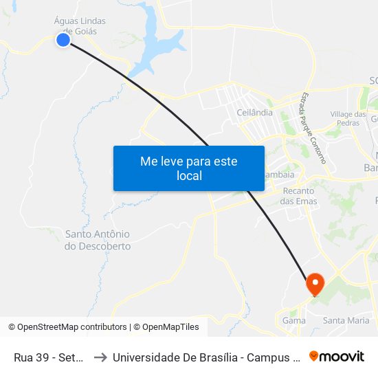 Rua 39 - Setor 10 to Universidade De Brasília - Campus Do Gama map