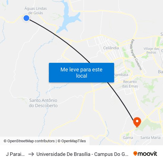 J Paraiso to Universidade De Brasília - Campus Do Gama map