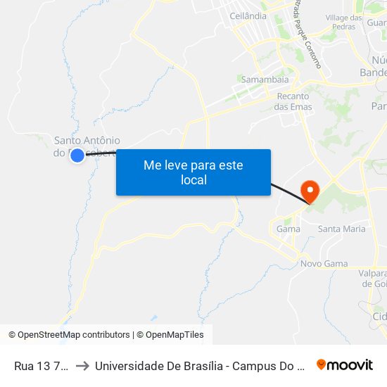 Rua 13 788 to Universidade De Brasília - Campus Do Gama map